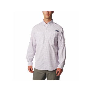 Columbia Men's Super Tamiami Long Sleeve Shirt Sunset Red Multi Gingham Large - Columbia