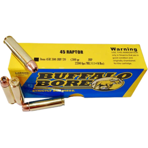 Buffalo Bore 45 Raptor Ammo 300 Grain Jacketed Hollow Point Box of 20