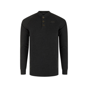 Drake Men's Weston Lakes Waffle Long Sleeve Henley Shirt Caviar Black XL - Drake
