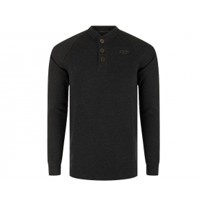 DRAKE Men's Weston Lakes Waffle Long Sleeve Henley Shirt Caviar Black Medium