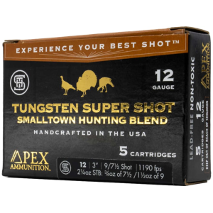 Apex Ammunition Turkey TSS Smalltown Hunting Blend 12 Gauge Ammo 3" #7-1/2 and #9 Tungsten Shot 2-1/4 oz Box of 5 - Apex Ammunition
