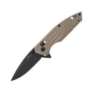 Bear & Son MC-950-DS7-B Folding Knife 2.75" Drop Point D2 Black Blade Zytel Handle Tan - Bear & Son