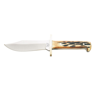 Bear & Son Baby Bowie Fixed Blade Knife 3" Clip Point 440 Polished Blade Bone Handle Stag - Bear & Son
