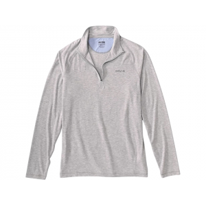 ORVIS Men's Dricast Quarter Zip Shirt Light Gray Heather Large