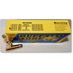 BUFFALO Bore 458 Socom Ammo 400 Grain Jacketed Flat Nose Box Of 20