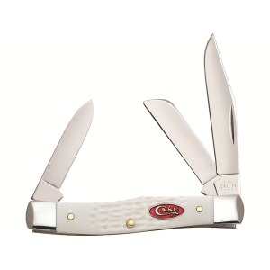 Case Medium Stockman Pocket Knife 2.42" Clip, Sheepfoot, and Pen Surgical Mirror Polished Blade Synthetic Handle White - Case