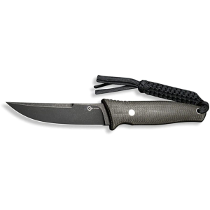 CIVIVI Tamashii Fixed Blade Knife 4.07" Drop Point D2 Black Stonewash Blade Micarta Handle Dark Green - Civivi