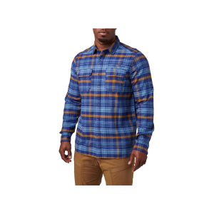5.11 Men's Lester Flannel Shirt Blue Mussel Plaid Medium - 5.11