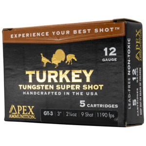 Apex Ammunition Turkey TSS 12 Gauge Ammo 3" #9 Tungsten Shot 2-1/4 oz Box of 5 - Apex Ammunition