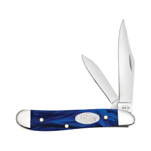 Case Peanut Pocket Knife 2.1" Clip/Pen Tru-Sharp Mirror Polished Blade Kirinite Handle Blue - Case