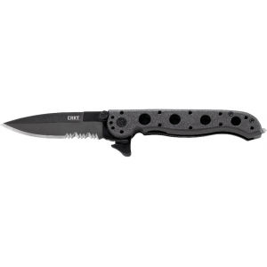 CRKT M16-13ZLEK Pocket Knife 3.38" Partially Serrated Spear Point AUS-8 Titanium Nitride Blade Glass Reinforced Nylon (GRN) Handle Black - Crkt