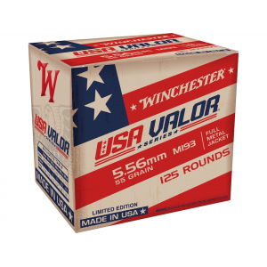 chester USA Valor 5.56x45mm NATO 55 Grain Full Metal Jacket Case Of 1250 (10 Boxes Of 125) Ammo