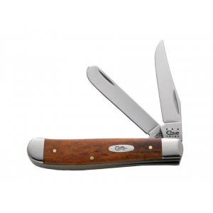 Case Mini Trapper Pocket Knife 2-Blade Stainless Steel Blades Smooth Chestnut Bone Handle - Case