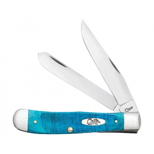 Case Trapper Pocket Knife 3.3" Clip and Spey Point Tru-Sharp Mirror Polished Blade Jigged Bone Handle Blue - Case