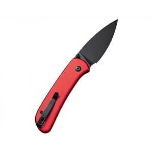 CIVIVI Qubit Folding Knife 2.98" Drop Point Sandvik 14C28N Black Stonewash Blade Aluminum Handle Red - Civivi