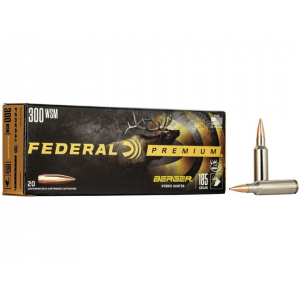 FEDERAL Premium 300 Winchester Short Magnum (wsm) Ammo 185 Grain Berger Hybrid Hunter Jacketed Hollow Point Box Of 20