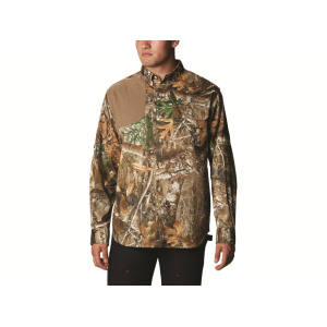 COLUMBIA Men's PHG Blood and Guts Shooting Long Sleeve Shirt Realtree EDGE/Flax Medium