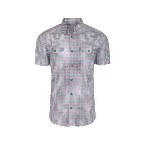 Drake Men's Frat BD Tattersall Short Sleeve Shirt Marina Blue Large - Drake