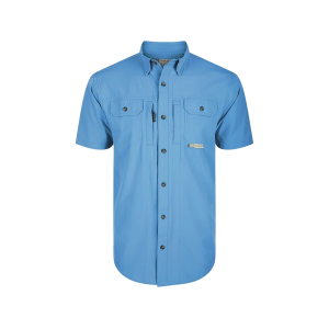 Drake Men's Wingshooter Trey Short Sleeve Shirt Marina Blue XL - Drake