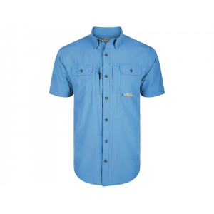 DRAKE Men's Wingshooter Trey Short Sleeve Shirt Marina Blue Large