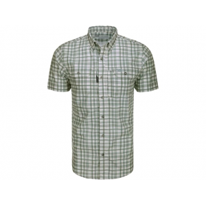 DRAKE Men's Hunter Creek Window Pane Plaid Short Sleeve Shirt Kalamata Olive Medium