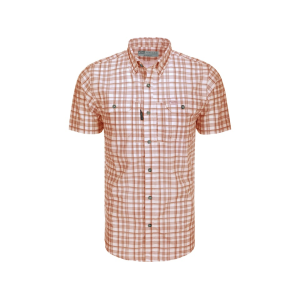 Drake Men's Hunter Creek Window Pane Plaid Short Sleeve Shirt Burnt Brick Medium - Drake
