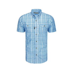 Drake Men's Hunter Creek Window Pane Plaid Short Sleeve Shirt Marina Blue 2XL - Drake