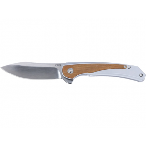 CRKT Padawan Folding Knife 3" Drop Point Sandvik 14C28N Brushed Blade Micarta Handle Brown - Crkt