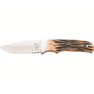 Bear & Son India Stag Fixed Blade Knife 2.875" Drop Point 440HC Satin Blade Bone Handle Stag - Bear & Son