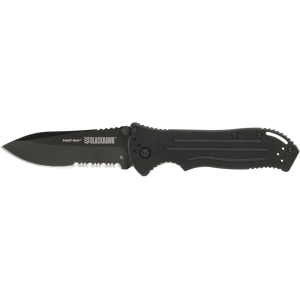 BLACKHAWK! Point Man Assisted Opening Pocket Knife 3.31" Partially Serrated Drop Point D2 Black PVD Blade G-10 Handle Black - Blackhawk!