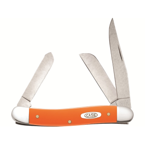 Case Medium Stockman Pocket Knife 2.42" Clip, Sheepfoot and Spey Surgical Mirror Polished Blade Synthetic Handle Orange - Case