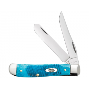 Case Mini Trapper Pocket Knife 2.8" Clip and Spey Point Tru-Sharp Mirror Polished Blade Jigged Bone Handle Blue - Case