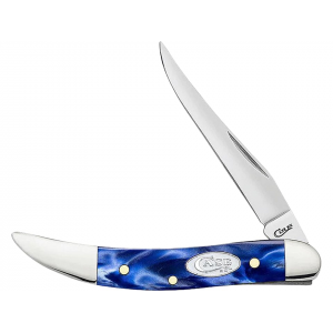 Case Small Texas Toothpick Pocket Knife 2.3" Clip Point Tru-Sharp Mirror Polished Blade Kirinite Handle Blue - Case