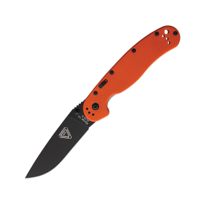 Ontario RAT 1A Assisted Opening Pocket Knife 3.6" Drop Point AUS-8 Black Blade G-10 Handle Orange - Ontario
