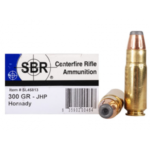 SBR 458 Socom Ammo 300 Grain Hornady Interlock Jacketed Hollow Point Box of 20 - Sbr