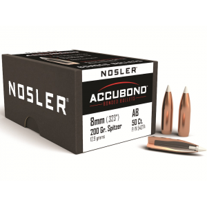 Nosler AccuBond 8mm (323 Diameter) Bullets 200 Grain Bonded Polymer Tip Box of 50 - Nosler