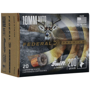 eral Premium 10mm Auto 200 Grain Swift A-Frame Bonded Jacketed Hollow Point Box Of 20 Ammo