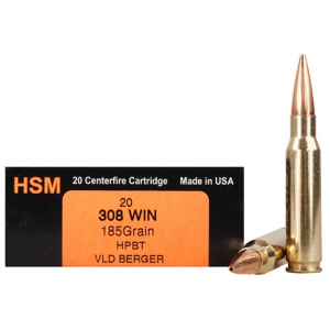 Trophy Gold 308 Winchester 185 Grain Berger Hunting VLD (Very Low Drag) Jacketed Hollow Point Box Of 20 Ammo