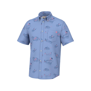 Huk Men's Americookin Kona Short Sleeve Shirt Quiet Harbor Large - Huk