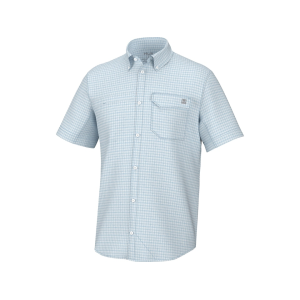 Huk Men's Tide Point Break Minicheck Short Sleeve Crew Neck Shirt Ice Water 2XL - Huk