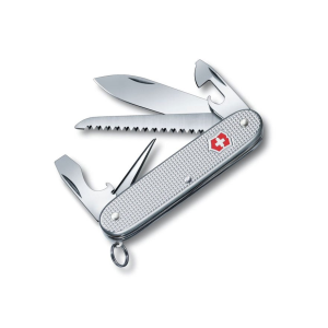 Victorinox Swiss Army Farmer Pocket Knife 2.75" Drop Point Stainless Steel Satin Blade Alox Handle Silver - Victorinox Swiss Army
