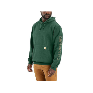 CARHARTT Men's Loose Fit Midweight Logo Sleeve Graphic Hoodie Frosted Balsam Heather 3XL