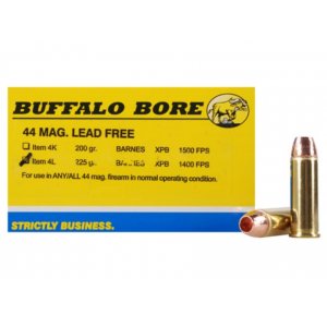 BUFFALO Bore 44 Remington Magnum Ammo 225 Grain Barnes Xpb Solid Hollow Point Lead Free Box Of 20