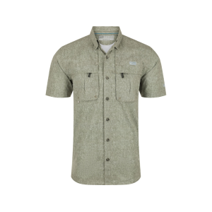 Drake Men's Heritage Heather Short Sleeve Shirt Kalamata Olive Heather Medium - Drake