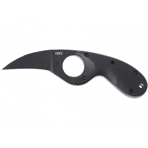 CRKT Bear Claw Fixed Blade Knife 2.38" Hawkbill AUS-8 Black Powder Coated Blade Glass Reinforced Nylon (GRN) Handle Black - Crkt