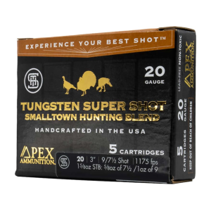 Apex Ammunition Turkey TSS Smalltown Hunting Blend 20 Gauge Ammo 3" #7-1/2 and #9 Tungsten Shot 1-5/8 oz Box of 5