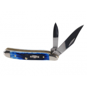 Case Peanut Pocket Knife 2.75" Clip/Pen Stainless Steel Satin Blade Jigged Bone Handle Deep Sea Blue - Case