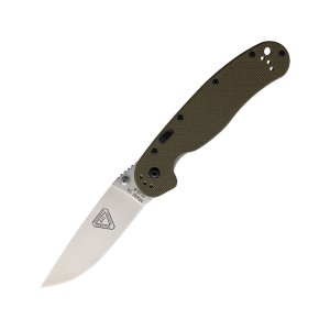 Ontario RAT 1A Assisted Opening Pocket Knife 3.6" Drop Point AUS-8 Satin Blade G-10 Handle OD Green - Ontario