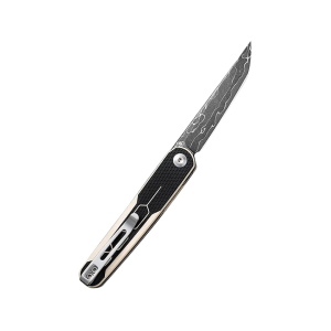 CIVIVI KwaiQ Folding Knife 2.97" Tanto Point Damascus Blade G-10 Handle Black/White - Civivi