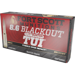FORT Scott Munitions Subsonic Tui 8.6 Blackout Ammo 285 Grain Solid Lead Free Box Of 20